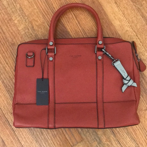 Ted Baker document bag leather dark orange NEW
